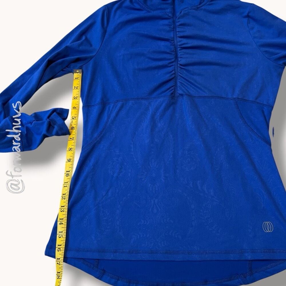 Balance Collection Ruched Mock Neck Pullover Blue Medium - Picture 9 of 10